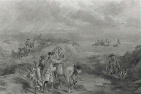 The hawking party by British artist Frederick (John Frederick) Tayler (1802–1889)