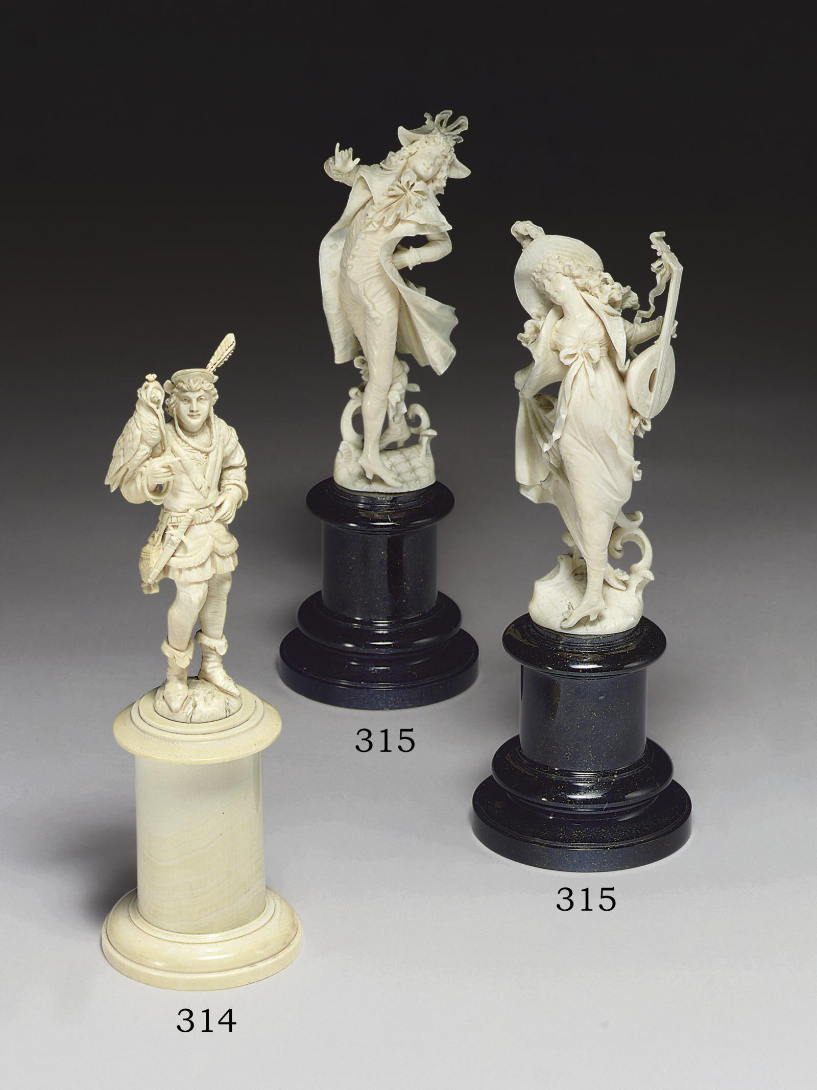 A CONTINENTAL IVORY FIGURE OF A FALCONER** LATE 19TH CENTURY