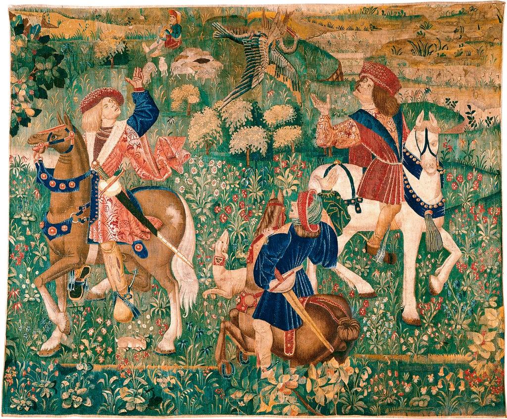 French master Falconry - Scene Wool, handwoven c. 1500 Thyssen-Bornemisza Collections 278x349 