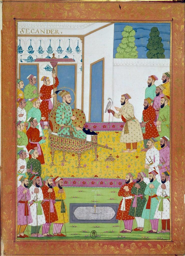 Sultan Iskander with the Court of Shah Alem. Miniature from a travel story by Niccolo Manucci (1638 