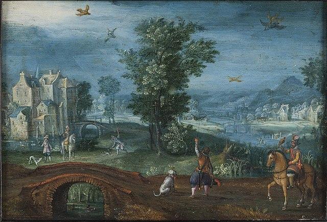 Mattheus Adolfsz Molanus - Landscape with Falconers - KMS3052 - Statens Museum for Kunst