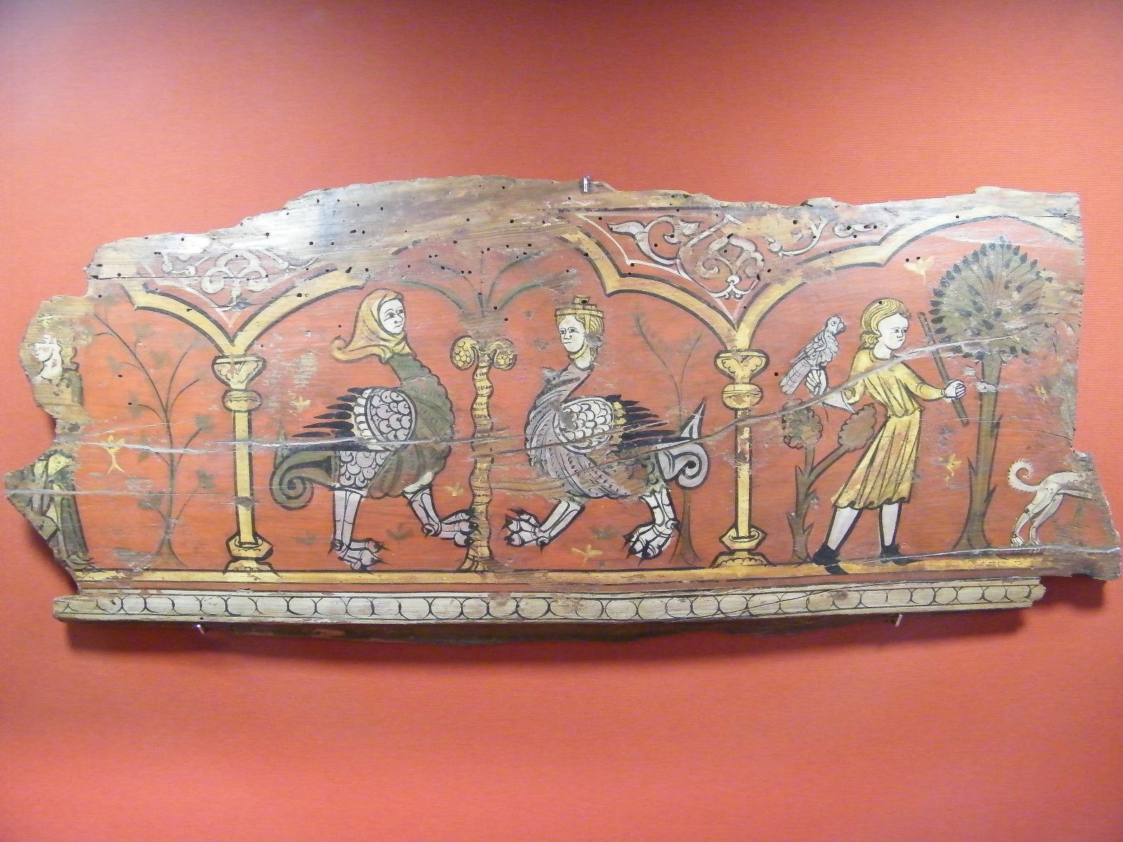 Handcrafted tabula with harpies and a falconry scenes (13th century) - Archaelogical Museum of Lliria